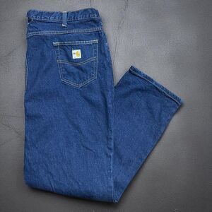 Carhartt FR Flame Resistant Workwear Dark Denim Blue Jeans Men's Size 44W x 34L